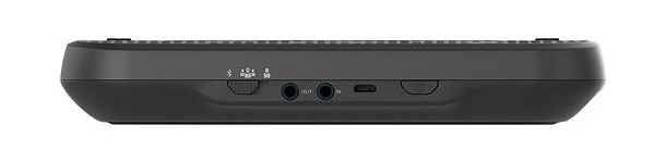 From left to right you have your bluetooth multiple device pairing switch, aux in/out jack, charger and power button.