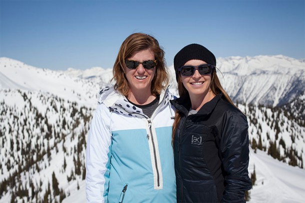Donna with Burton ripper Kimmy Fasani in Baldface | P: Susie Floros