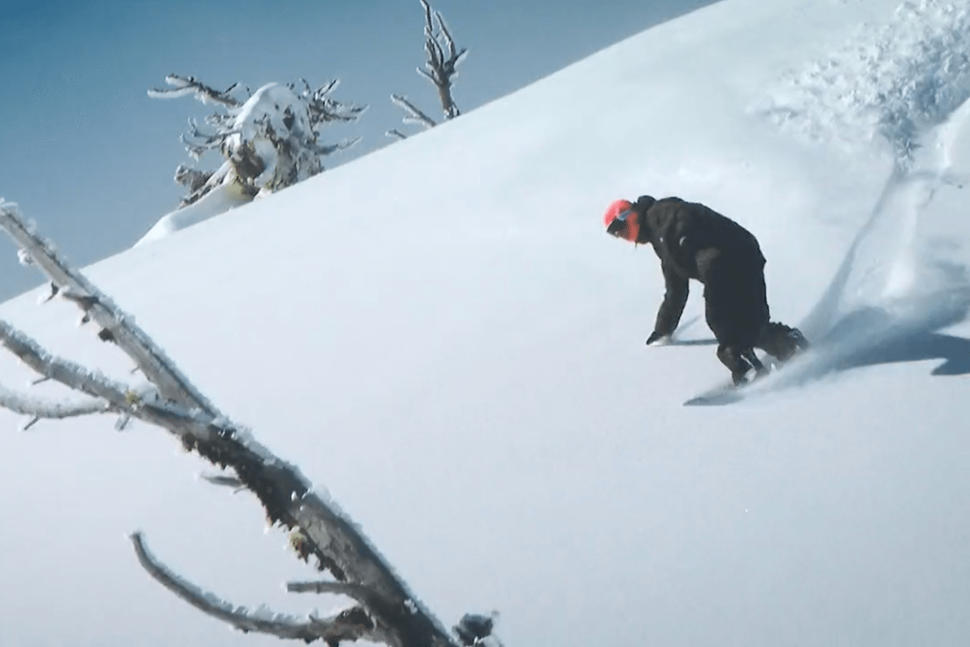 Randal Seaton snowboarding at Mt. Bachelor, Oregon