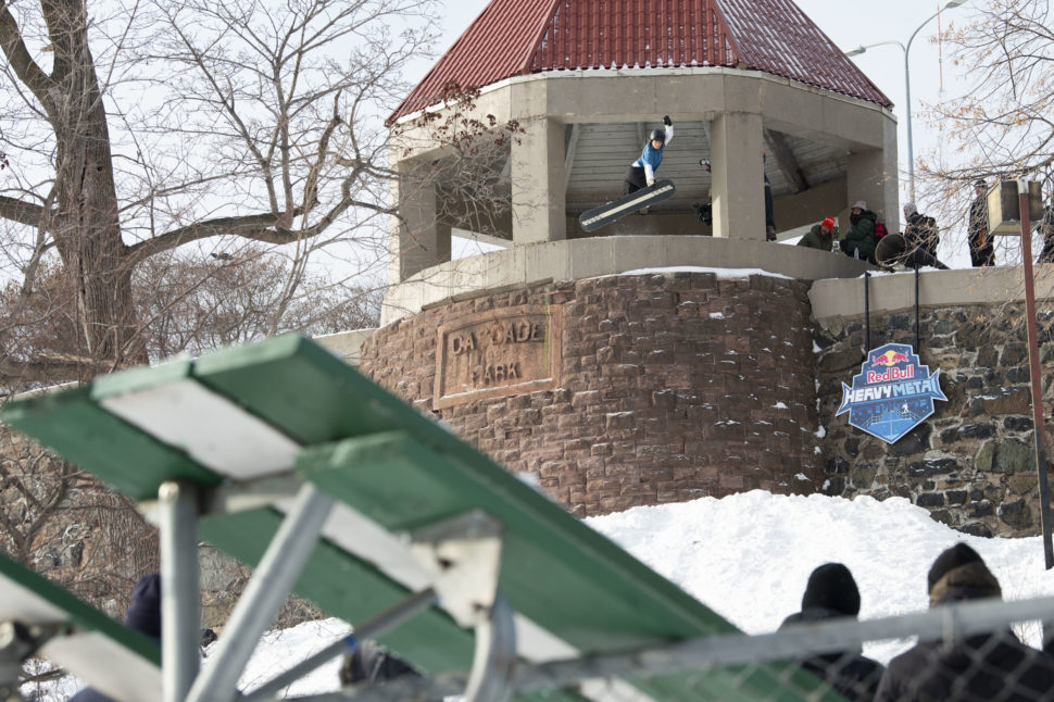 Melissa Riitano snowboards at Red Bull Heavy Metal